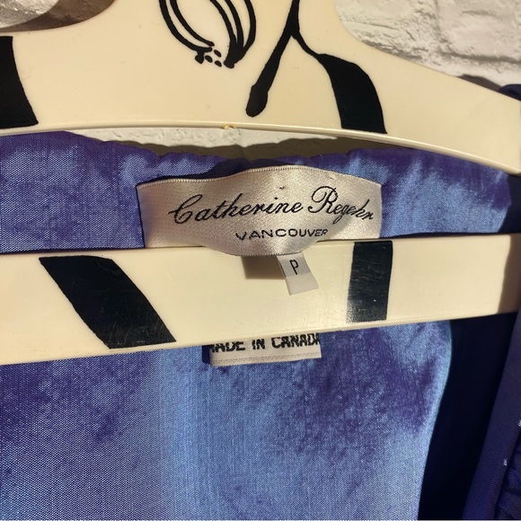 Vintage Dress Catherine Regehr 100% Silk Metallic Blue Stunning Size P (Small) - Picture 4 of 16